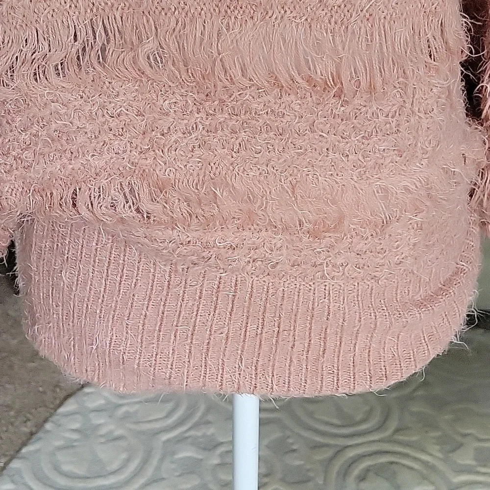 Puff & Bear Blush / Peach Color Fuzzy Sweater - Picture 4 of 10